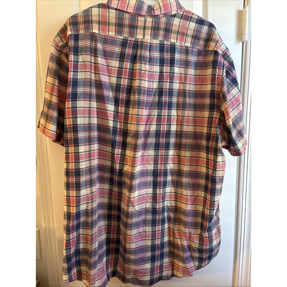 Ralph Lauren Polo Indian Madras Shirt Men Small Pink Blue Plaid Short Sleeve XXL - Picture 4 of 4